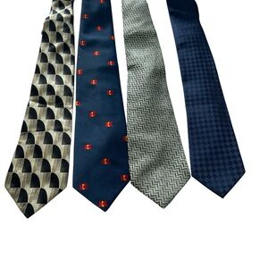 Assorted Men's Silk.Dress Ties - Navy, Silver, Black